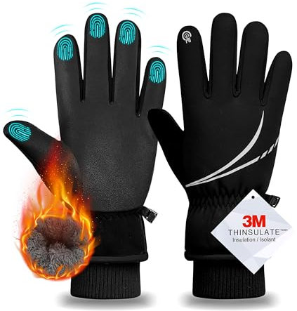FORVEVO Skihandschuhe Herren Damen wasserdichte,Winterhandschuhe Herren Warme,3M Thinsulate Touchscreen Winddicht Snowboardhandschuhe für Laufen Skifahren Wandern Motorrad Radfahren(L)