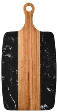 Fenteer Planche à découper en Bois et marbre, Planche de Service, Planche Polyvalente, Planche à rectangulaire, Planche à découper pour Fruits, viandes, Noir