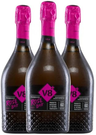 V8 Lele Millesimato Rosé Brut Prosecco 75 cl Rosé Sekt (Karton mit 3 Flaschen von 75 cl)