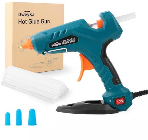 Dweyka Hot Glue Gun, 60/100W Dual Power Glue Gun Kit with Glue Gun Sticks 11mm, Professional Level Multifunctional Hot Melt Glue Gun for DIY School Craft Projects and Quick Home Repairs (Green)