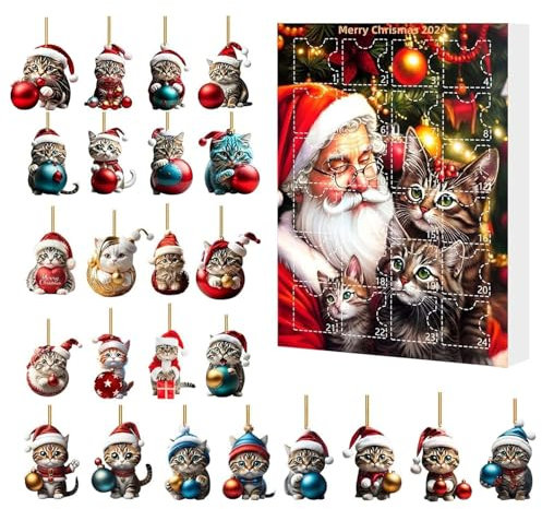 Katzen Adventskalender 2025 WeihnachtenAdventskalender 24 Tage Weihnachts Countdown Kalender Cute Cat Advent Calendar Weihnachtsbaum Ornamente Adventskalender CatAdventskalender Decorations
