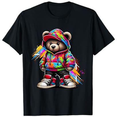 Ours en Peluche Hip Hop coloré Urban Rap Musique Breakdance T-Shirt
