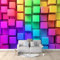 Foto Tapete Wandbild Bunte Geometrische Würfel 250x175 cm Tapete Vliestapete 3D Effekt Tapete Vlies Wandbild Wohnzimmer Schlafzimme Wanddekoration Fototapete
