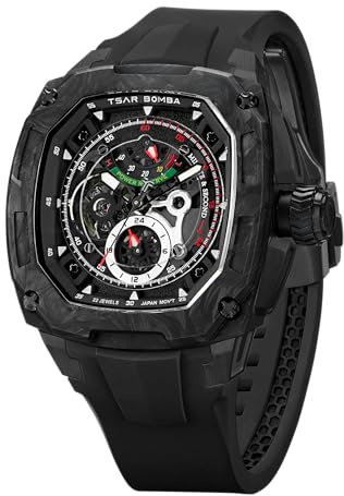 TSAR BOMBA Luxusuhren für Herren Mechanische Uhr aus Karbonfaser Dark Matter – Austauschbare Automatikuhr TB8602