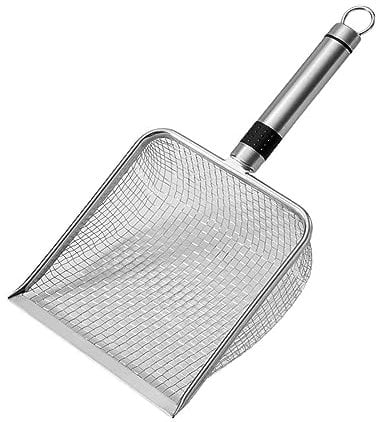 Cats Litter Scooper Deep Shovel Fast Sifting Scoop Shovel Pets Sifter Shovel Mesh Spacing 6, Silver, Mesh Spacing 6