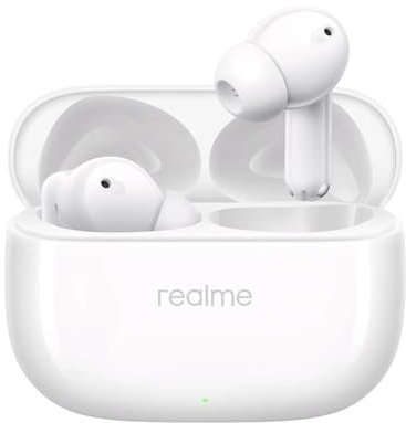 realme Buds T310, auriculares inalámbricos Bluetooth, cancelación de ruido híbrida de 46dB, controladores de graves dinámicos de 12,4mm, tiempo de reproducción total de 40 horas, Bluetooth 5.4, Blanco