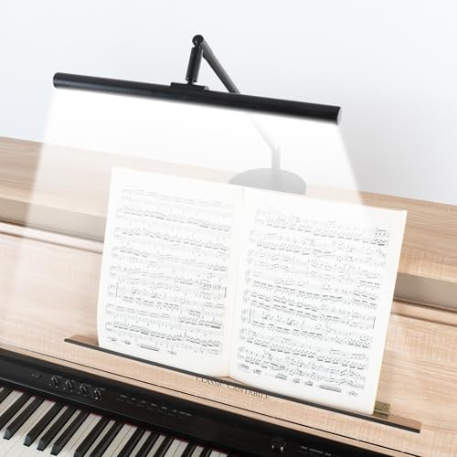 Classic Cantabile SM Pianoleuchte - Dimmbare Klavierlampe mit Memory-Funktion - Tischlampe mit Kugelgelenke - Warm-weißes Licht, 78 LEDs - Notenpultleuchte mit Ladeanschluss - Klavierleuchte Schwarz