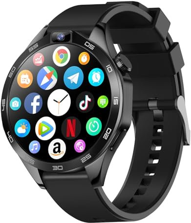 COYEUX 4G RAM + 64GB ROM Smartwatch, 1,85 hochauflösender Vollkreisbildschirm, Dual-Kamera-Unterstützung für Videoanrufe, GPS, 1380mAh-Batterie, APP-Download, IP68 wasserdicht