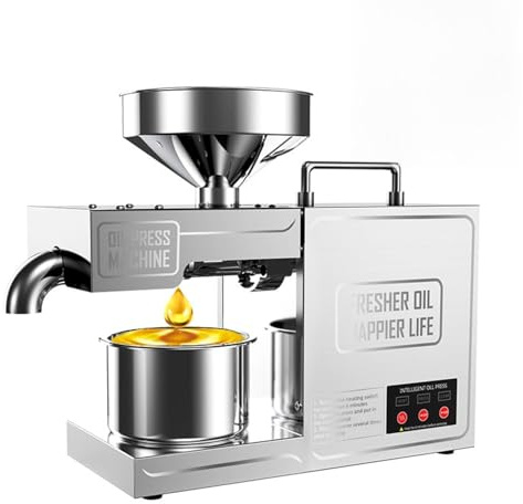 DPLXQPP Automatische ölpresse,Maschine Temperaturkontrolle öl Extraktion Expeller ölmühle,Automatische ölmühle Edelstahl,Für Kommerziell Und Haushalt,220v, 3-6kg/H
