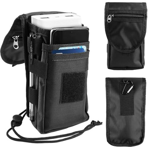 Handy Gürteltasche Premium Universal Gürtel Tasche Handytasche mit Mehrere Fächer und Verstärktem Clip aus Robustem Oxfordstoff Tragbarkeit und Abriebfest Ideal für Outdoor, Arbeit und Reisen(Schwarz)