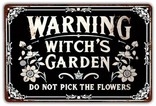 Metall-Blechschild mit Aufschrift Warning Witch's Garden Do Not Pick The Flowers, Retro, Hexe, Halloween-Dekor, Kunstposter, Halloween, Metallschilder für Club, Bar, Zuhause, Küche, Männerhöhle