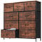 DUMOS Kommode mit Schubladen - Kommoden & Sideboards für Schlafzimmer Geeignet, Komodenschrank mit 9 Schubladen, Stoffkommode mit Stabilem Stahlrahmen, Ideal für Schlafzimmer, Wohnzimmer(Vintagebraun)