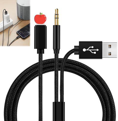 Dongnesi 2 In 1 Aux Cable For Iphone In Car,For Iphone And Aux Adapter,Braided Nylon 3.5mm Jack Audio Aux Cable,Black Cable,For IPhone SE-5-12(Including mini and Pro versions)