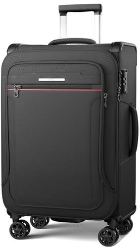 ABISTAB Weichschalenkoffer groß - Stoff Koffer erweiterbar 115 Liter | Leicht Reisekoffer 80x48x30cm | 4 Rollen & TSA Schloss | Koffer Trolley wasserfest | Schwarz