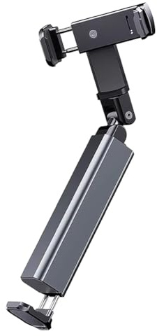 Bosiyrggrl Airplane Travel Essentials Adjustable Phone Stand 360° Rotation Foldable Hook Pocket Size for Desk Tray Table Grey