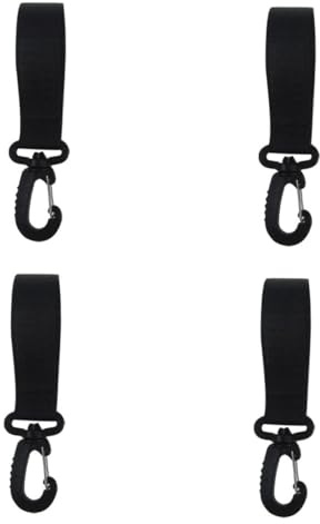 Hohopeti 4 Pairs Multi-Function Rotation Stroller Hooks for Strollers and Wheelchairs Easy to Install Buggy Hangers with Metal Hooks and Polyester Straps for Bags Keys Wallets