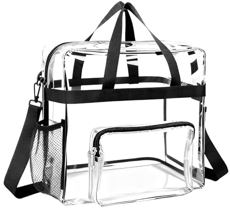Transparente Tasche, Durchsichtige Tasche, 30x30x15cm PVC Clear Bib Bag | Schultertasche, Waterproof Handtasche für Arbeit, Fitnessstudio, Sportspiele und Konzerte