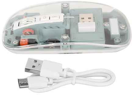 Ejoyous Kabellose -Maus, Transparente 2,4 G Kabellose Maus, Wiederaufladbar, 400 MAh, 2400 DPI, für Zuhause (Green)