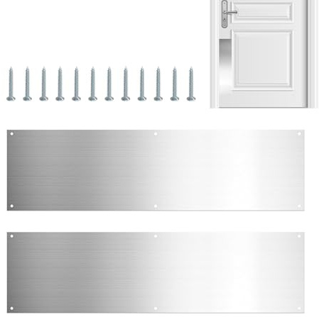 Door Bumper Plate - 41 x 11 cm, 2 Pack, Metal Plate, Stainless Steel Protection | Protect Interior & Exterior Doors, Skirting Boards, Skirting Boards, Scratches, Steps, Foot Traffic, Damage Prevention