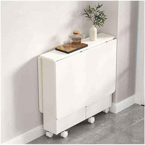 Klappbarer Esstisch mit Rollen und Stauraum, Ausziehtisch for kleine Räume, Küchentisch/Sideboard/Schreibtisch for Partys, Wohnzimmer, Küche(1m/39.37in)