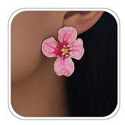 Flower Earrings for Women Statement Earrings Pink Floral Design Pearl Drop Spring Jewellery Trendy Fashion Gifts