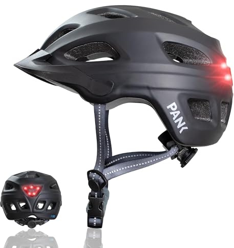 PANK Casco Bici Uomo - Certificato CE, Unisex Regolabile - Nero