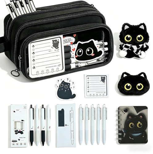 KOLGEIKJ Federmäppchen Schwarze Katze, Federmäppchen Federtasche Für Mädchen Mäppchen, Etui Stifte Schreibwaren Set, Federmappe Mäppchen Teenager, für Mädchen, Jungen, Teenager für Schule & Büro