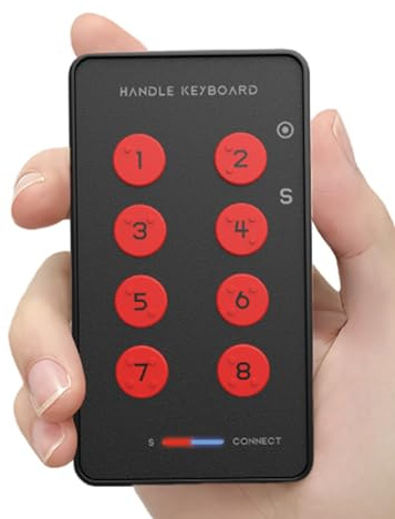 YUEHISY Programmable Keypad, 8 Key Custom Macro Pad, Bluetooth USB Wireless, Recording Gaming Shortcut, Palm Handheld Mini Keyboard, for PC Phone