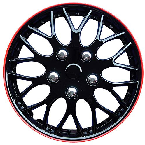 AUTO-STYLE Satz Radzierblenden Missouri 14-Zoll Schwarz/Rot unrandet