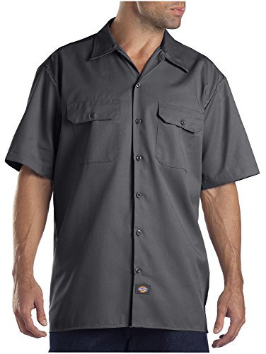 Dickies Men's Short-Sleeve Flex Twill Work Shirt Big, Charcoal V1, 3XL