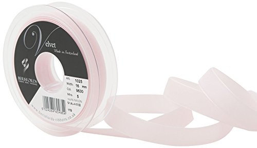 Berisfords Velvet Ribbon Pink 21mm x 10m - Nylon Craft Ribbon for Sewing, Gift Wrapping and Hair Accessories