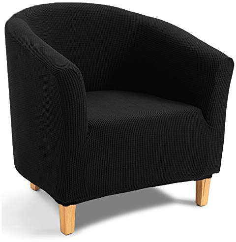 TIANSHU Sesselschoner Elastisch Sesselüberwurf, Modern Club Chair Stretch Sesselhusse, Universal Sofabezug für Einzelsofa, Bezug für Clubsessel (Schwarz)