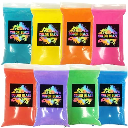 Color Blaze Holi Color Run Powder - 8 lbs Total Bulk - 1 lb of 8 Colors