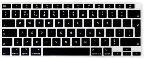 HRH Ultra Thin English Language Silicone Keyboard Cover Skin for MacBook Air 13 Inch 2020 with Touch ID (MODLE A2179 and A2337 M1 Chip,UK/EU Layout) Keyboard Accessories Protector