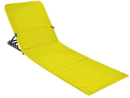 Strandmatte klappbar mit verstellbarer Rückenlehne - gelb - Liegematte faltbar mit Tragegurt - Strandliege Sonnenliege Gartenliege Sonnenmatte Liegematte für Garten Camping Picknick Reise Urlaub