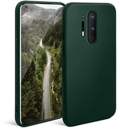 Moozy Minimalist Series Silikon Hülle für OnePlus 8 Pro, Dunkelgrün - Mattes Finish, Dünne, Weiche TPU-Handyhülle Schutzhülle