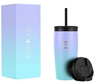 IRON °FLASK Nomad Tumbler - 470 ml, 2 Lids (Straw/Flip), Vacuum Insulated Stainless Steel Bottle, Double Walled, Thermo Coffee Travel Mug, Water Metal Canteen