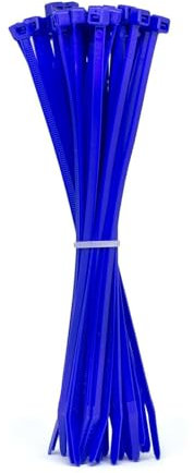 Kabelbinder Blau 100 Stück, 300 mm x 4,8 mm mit 22 kg Zugfestigkeit aus Nylon 66, permanent schließend WeltiesSmartTools