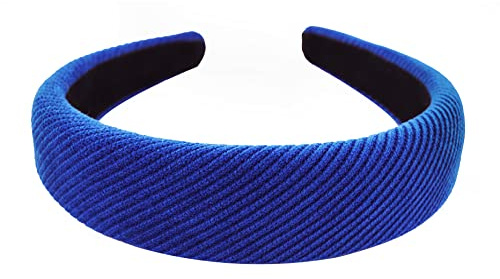 axy Breiter Haarreif mit Stoff gepolstertes Cord - Wunderschön Stirnband Haarschmuck Haarreifen HRK5A (Blau)