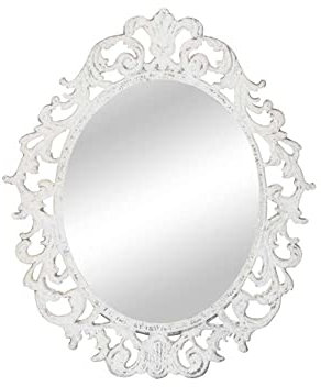 Arinosa Wandspiegel Vintage Eisen Weiß Shabby Chic 27x1,5X H32,5cm