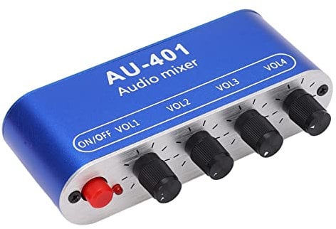 4 Ingressi 1 Uscita Stereo Mixer Mixer Audio Mixer di Linea Amplificatore per Cuffie DC 5‑12V Jack da 3,5 Mm Alta Corrente 15mA