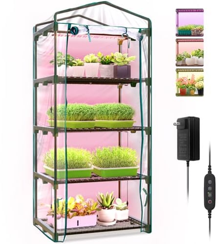 Mini-Gewächshaus mit Wachstumslicht, 4 Ebenen, dimmbar, 60 cm 15 W Pflanzenlicht für Zimmerpflanzen mit Timer von Bstrip