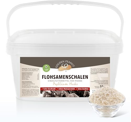 GOLDEN PEANUT Indische Flohsamenschalen 95% Reinheit - für Pferde und Ponys 3 kg, Darmsanierung, natürlich füttern