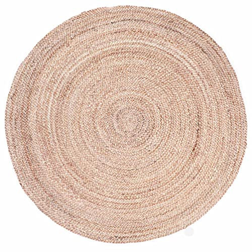 MARRAKESCH Teppich rund 90 cm handgeflochten aus Jute | Boho runder Juteteppich Abril Beige Natur