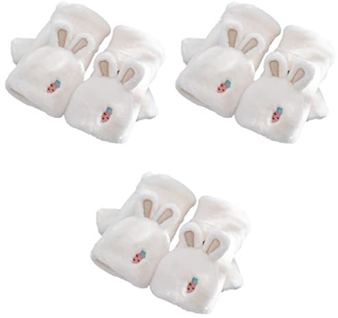 VALICLUD 3 Paare Flip-handschuhe Wandelbare Fingerlose Fäustlinge Plüsch Winterfäustlinge Wandelbare Flip-top-handschuhe Kinder Warmer Fäustling Kälteschutz Polyester Damen Weiß Cabrio