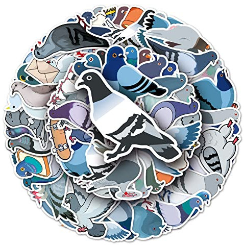 Bric Dodo 50 Stück Pigeons Aufkleber Auto Laptop Telefon Gitarre Skateboard Motorrad Fahrrad Taube Stickers Set Vinyl Wasserdicht Aesthetic Aufkleber für Jugendliche Kinder Erwachsene