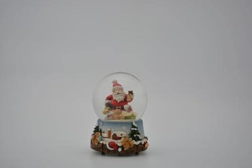 Musicbox World 62038 Spieluhr Schneekugel Santa mit Hundewelpe & Teddybär