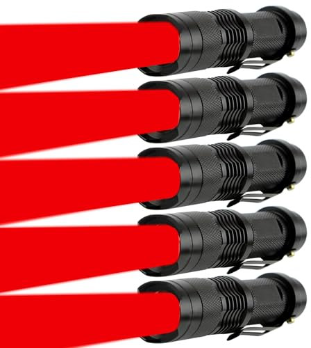MVIOCS Linterna de Luz Roja LED, Potente con Clip para Caza, Astronomía, Observación Nocturna y Actividades al Aire Libre (5 Piezas)