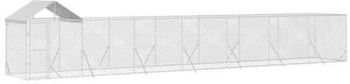 vidaXL Outdoor Hundehütte mit Dach Silber 14x2x2,5m Stahl verzinkt