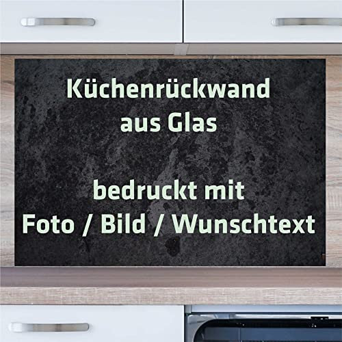 INDIGOS UG Küchenrückwand - mit Ihrem Foto und Wunschtext - 100x50 cm ESG Echtglas Bedruckt individuell personalisiert - mit Bild - Motiv - Küche - Rückwand - Glasplatte - Spritzschutz - Herd - Ofen